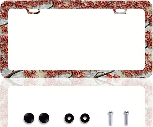 2Packs License Plate Frame Auto Stainless Steel Car Tag Frame with Screws Purple Glass Flower Floral Car Accessories for Women in Saudi Arabia