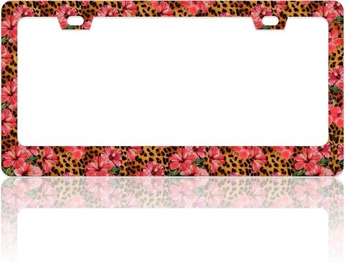 2Packs License Plate Frame Auto Stainless Steel Car Tag Frame with Screws Purple Glass Flower Floral Car Accessories for Women in Saudi Arabia