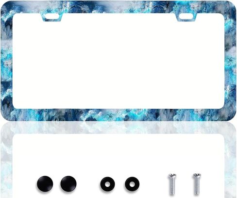 2Packs License Plate Frame Auto Stainless Steel Car Tag Frame with Screws Purple Glass Flower Floral Car Accessories for Women in Saudi Arabia