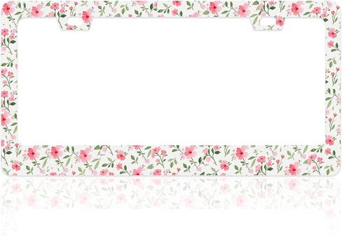 2Packs License Plate Frame Auto Stainless Steel Car Tag Frame with Screws Purple Glass Flower Floral Car Accessories for Women in Saudi Arabia