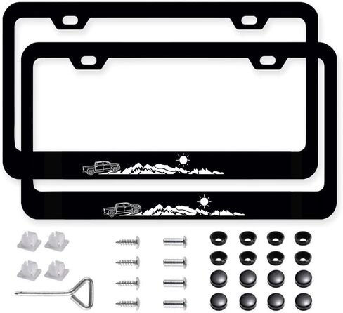 2Packs License Plate Frame Auto Stainless Steel Car Tag Frame with Screws Purple Glass Flower Floral Car Accessories for Women in Saudi Arabia