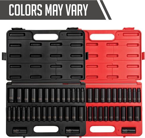 SUNEX TOOLS 5153DD, 1/2 Inch Drive Master Impact Socket Set, Double Deep, 29-Piece, SAE/Metric, 7/16"-1-1/4", 10mm-27mm, Cr-Mo Steel, Radius Corner Design, Dual Size Markings, Heavy Duty Storage Case in Saudi Arabia