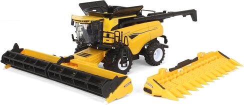 Agriculture New Holland CR8.90 Combine with Corn & Grain Heads, 1/64 Scale, Yellow, Adult Collectible, Farm Equipment, Combine, Tractor, 8in L x 3in W x 3in H in Saudi Arabia