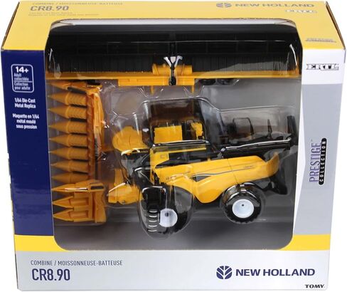 Agriculture New Holland CR8.90 Combine with Corn & Grain Heads, 1/64 Scale, Yellow, Adult Collectible, Farm Equipment, Combine, Tractor, 8in L x 3in W x 3in H in Saudi Arabia