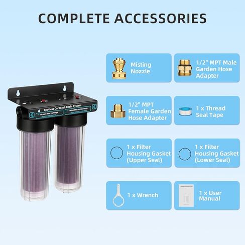 Spotless Water System for Car Wash, Deionized Water System with Mixed Bed Resin, Spot Free Final Rinse Only, No Towel Drying, DI Water Filter for Cars, RVs & Motorcycles in Saudi Arabia