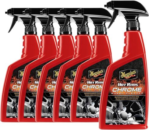 منظف ​​العجلات من الكروم من Meguiar's Hot Rims 6 عبوات، زجاجات رذاذ 24 أونصة (6 × 24 أونصة = 144 أونصة إجماليًا) جل رغوي Xtreme Cling يزيل غبار الفرامل وأوساخ الطريق من عجلات الكروم الحقيقية للحصول على لمعان يشبه المرآة in Kuwait