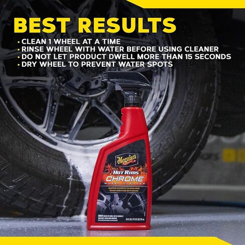 منظف ​​العجلات من الكروم من Meguiar's Hot Rims 6 عبوات، زجاجات رذاذ 24 أونصة (6 × 24 أونصة = 144 أونصة إجماليًا) جل رغوي Xtreme Cling يزيل غبار الفرامل وأوساخ الطريق من عجلات الكروم الحقيقية للحصول على لمعان يشبه المرآة in Kuwait