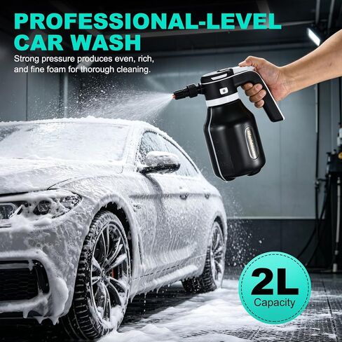 Electric Foam Sprayer,2L Portable Rechargeable Cordless Pressurized Spray Foam Cannon, Car Wash Foam Gun for Car Wash Detailing Garden Black in Saudi Arabia