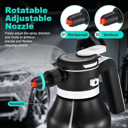 Electric Foam Sprayer,2L Portable Rechargeable Cordless Pressurized Spray Foam Cannon, Car Wash Foam Gun for Car Wash Detailing Garden Black in Saudi Arabia