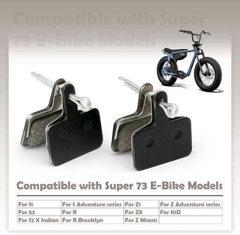 2 Pairs Front and Rear Disc Brake Pads Compatible with Super 73 S1 S2 Z1 ZX R S Z K1D Adventure Electric Bikes, Semimetal High-Friction Motorbike Bicycle Parts Accessories Black in Kuwait