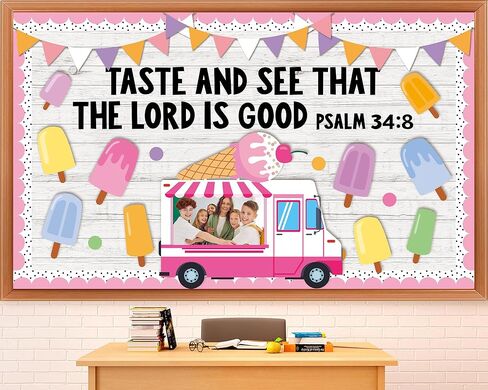Summer Religious Bulletin Board Decorations Set Taste and See that The Lord is Good Bulletin Board Ice Cream Cutout Summer Inspired Christian Classroom Decoration for Teacher Church Wall School Decor in Saudi Arabia