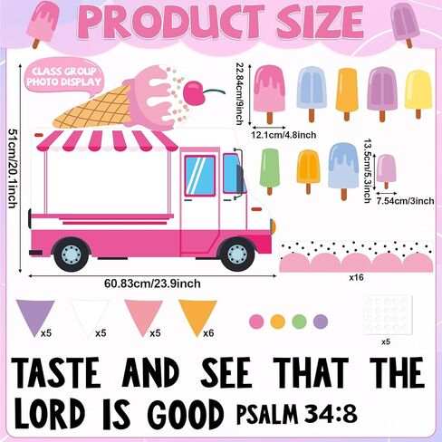 Summer Religious Bulletin Board Decorations Set Taste and See that The Lord is Good Bulletin Board Ice Cream Cutout Summer Inspired Christian Classroom Decoration for Teacher Church Wall School Decor in Saudi Arabia