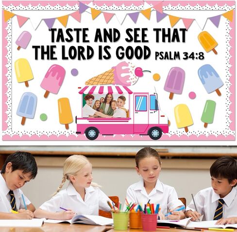Summer Religious Bulletin Board Decorations Set Taste and See that The Lord is Good Bulletin Board Ice Cream Cutout Summer Inspired Christian Classroom Decoration for Teacher Church Wall School Decor in Saudi Arabia