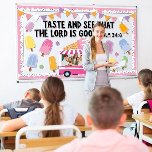Summer Religious Bulletin Board Decorations Set Taste and See that The Lord is Good Bulletin Board Ice Cream Cutout Summer Inspired Christian Classroom Decoration for Teacher Church Wall School Decor in Saudi Arabia