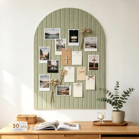 Large Arched Felt Bulletin Board, 35''x24''-6 Pack Cork Board Alternative with 30 Pushpins & 48 Residue-Free Adhesive Tabs, Decorative Photo Picture Memory Board for Home Office School in Kuwait