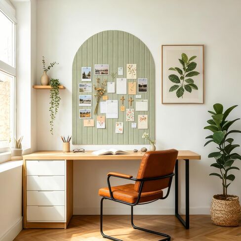Large Arched Felt Bulletin Board, 35''x24''-6 Pack Cork Board Alternative with 30 Pushpins & 48 Residue-Free Adhesive Tabs, Decorative Photo Picture Memory Board for Home Office School in Kuwait