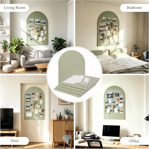 Large Arched Felt Bulletin Board, 35''x24''-6 Pack Cork Board Alternative with 30 Pushpins & 48 Residue-Free Adhesive Tabs, Decorative Photo Picture Memory Board for Home Office School in Kuwait