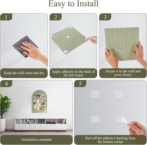Large Arched Felt Bulletin Board, 35''x24''-6 Pack Cork Board Alternative with 30 Pushpins & 48 Residue-Free Adhesive Tabs, Decorative Photo Picture Memory Board for Home Office School in Kuwait