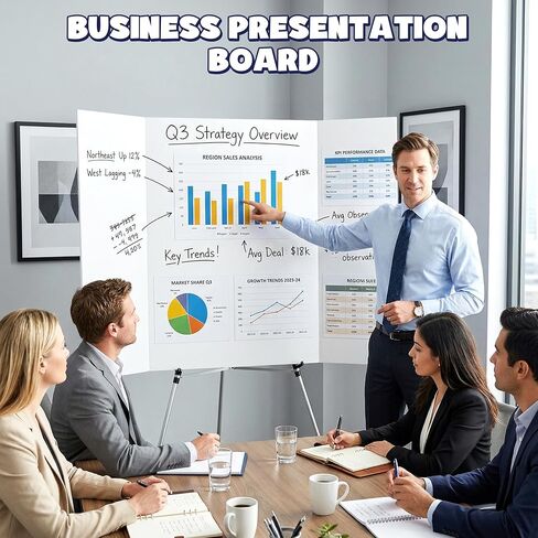 AKONEGE 2 Pack White Trifold Poster Board 36" x 48" Foam Core, Large Tri Fold Foam Poster Boards for Presentations, Science Fair Display, Photo Display, Office & School Projects, Event Exhibitions in Kuwait