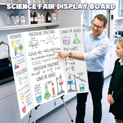 AKONEGE 2 Pack White Trifold Poster Board 36" x 48" Foam Core, Large Tri Fold Foam Poster Boards for Presentations, Science Fair Display, Photo Display, Office & School Projects, Event Exhibitions in Kuwait