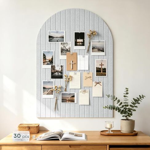 Large Arched Felt Bulletin Board, 35''x24''-6 Pack Cork Board Alternative with 30 Pushpins & 48 Residue-Free Adhesive Tabs, Decorative Photo Picture Memory Board for Home Office School in Saudi Arabia