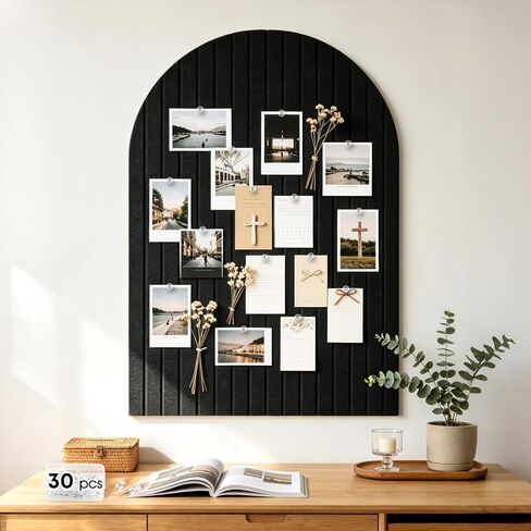 Large Arched Felt Bulletin Board, 35''x24''-6 Pack Cork Board Alternative with 30 Pushpins & 48 Residue-Free Adhesive Tabs, Decorative Photo Picture Memory Board for Home Office School in Kuwait