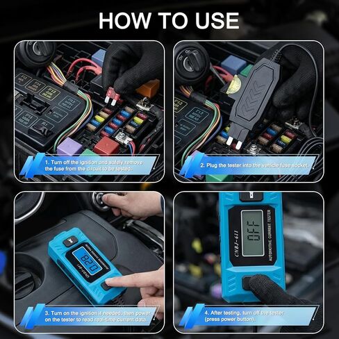 Automotive Circuit Fault Probe Tester, 20A 48V Parasitic Draw, Car Relay & Circuit Tester with Overcurrent Detection, Inline Current Monitor for Mini & Standard Blade Fuses in Saudi Arabia