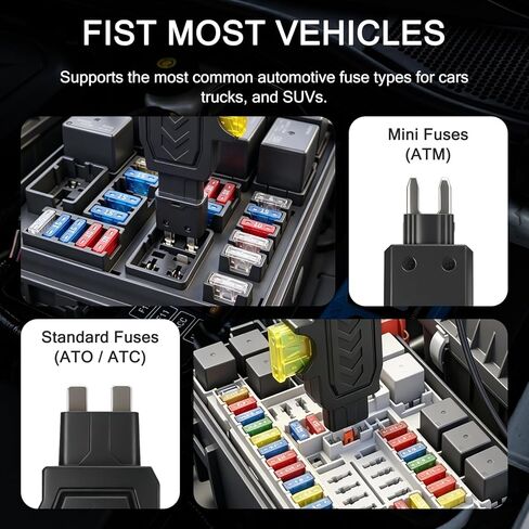 Automotive Circuit Fault Probe Tester, 20A 48V Parasitic Draw, Car Relay & Circuit Tester with Overcurrent Detection, Inline Current Monitor for Mini & Standard Blade Fuses in Saudi Arabia