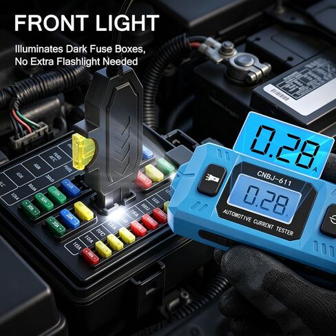 Automotive Circuit Fault Probe Tester, 20A 48V Parasitic Draw, Car Relay & Circuit Tester with Overcurrent Detection, Inline Current Monitor for Mini & Standard Blade Fuses in Saudi Arabia