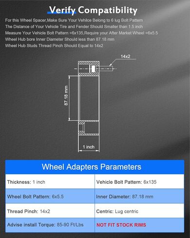 ECCPP 4PCS Wheel Adapters 6x135 to 6x5.5 1" inch 6 Lug Fit for 2003-2013 for Ford for Expedition |2004-2013 for Ford for F-150|2003-2013 for Lincoln for Navigator in Kuwait
