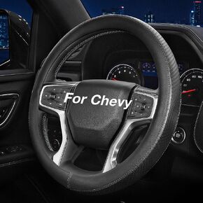 Steering Wheel Cover for Chevy Silverado Express Equinox Tahoe Suburban Malibu Traverse Colorado, Standard Size 14.5-15", Black Carbon Fiber in Saudi Arabia