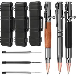 3 Sets Bolt Bullet Pens Gift Box Rifle Clip Solid Brass Pen Black Ink Refills for Men Gun Lover Dad Husband Boyfriend Teacher Christmas Valentine Gift (Classic) in Kuwait