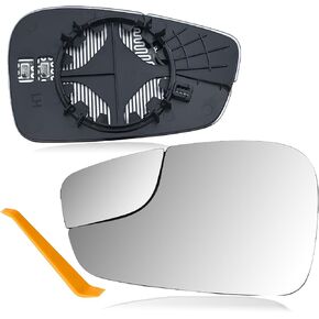 Driver Side Mirror Glass Replacement Compatible with 2011-2019 Ford Fiesta - Power Heated Exterior Rearview with Backing Plate & Convex Blind Spotter in Kuwait