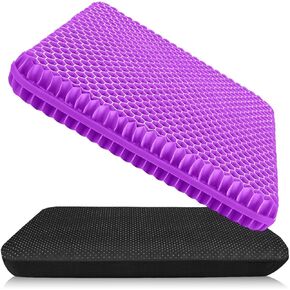 Plus Size Gel Cushion for Long Sitting, Breathable Honeycomb Pressure Relief Pad for Office Chair, Car & Wheelchair (Plus Size - Light purple-01) in Saudi Arabia