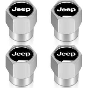 Metal Tire Valve Stem Caps, Silver 4 Pack Dust Proof Wheel Air Valve Covers Compatible with Jeep Wrangler Grand Cherokee Compass Renegade, Car Exterior Accessories in Kuwait