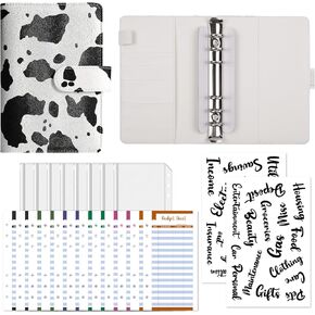 elephtree A6 Budget Binder with Zipper Envelopes,Leopard Print Money Organizer for Cash with 12 Expense Sheets & 2 Word Stickers,Cash Envelopes for Budgeting and Saving (Leopard Print Cow) in Saudi Arabia