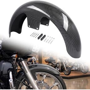 19" Front Fender for Harley Touring 1997-2023, Heavy Duty Steel, Carbon Fiber or Forged Carbon Look, Bolt-On, Fits Road King Street Glide Road Glide Electra Glide Ultra (Carbon Fiber Look) in Saudi Arabia