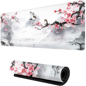 Cherry Blossom Sakura Mouse Pad - 31.5 X 11.8 Inch Pink, Stitched Edges, Rubber Base, Non-Slip, Waterproof, Suitable for Desk/Office/Game in Saudi Arabia