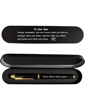 To Our Son Gift, Engraved Pen with Encouraging Quote Box, Inspirational Graduation Birthday Gift for Son, Black Gel Ink Pen in Saudi Arabia