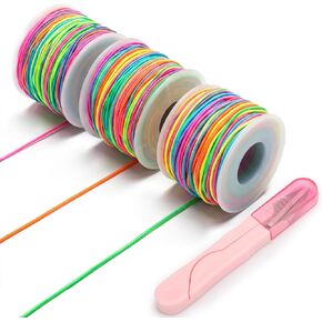 Stretchy Bracelet String Kit with Scissors & Beading Needle, 4 Rolls 1mm Sturdy Elastic String for Bracelets, Jewelry Making, Necklaces, Beading and Crafts 660FT (Black*2, White*2) in Saudi Arabia