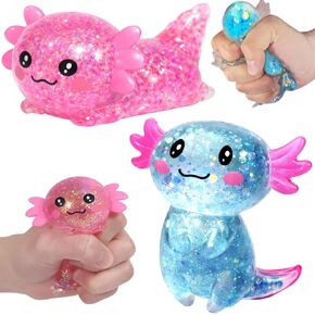 Axolotl Squishy، ألعاب فيدجيت للكبار، قطعتان من ألعاب التململ اللطيفة باللون الأزرق الوردي، كرات ضغط Axolotl الناعمة القابلة للتشكيل للاسترخاء والإجهاد الحسي، ألعاب اسفنجية لتفضلات الحفلات واستخدام السفر في المكاتب في الفصول الدراسية in Kuwait