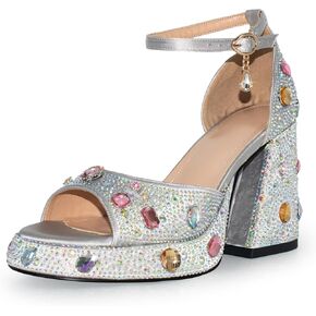 Women's open toe pearl high-heeled sandals Chunky Buckle Ankle Strap Wedding Heeled Sandals Dress Evening Bride Shoes in Saudi Arabia