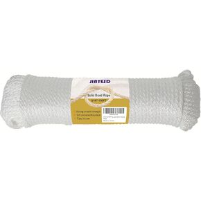1/4 Inch 300FT Nylon White Solid Braid Rope - Durable Multi-Purpose Utility Cord, Strong & Flexible, Low Stretch, Weather Resistant for Camping, Boating, DIY & Outdoor Use in Saudi Arabia