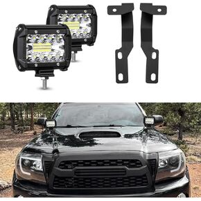 BESTZHEYU 2 PCS 4 Inch LED Pods and Ditch Light Brackets Hood Hinges Mount Bracket Kit for 2005-2015 Tacoma in Saudi Arabia