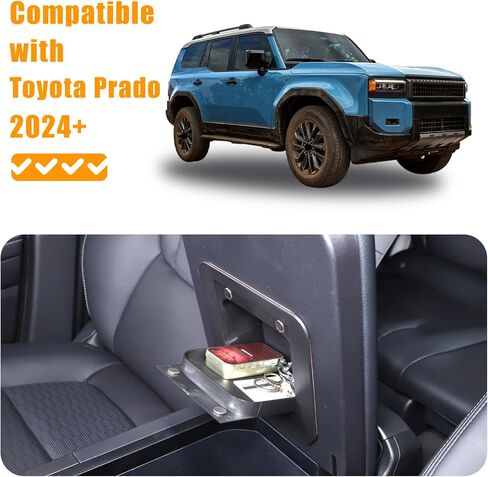 Armrest Box Hidden Organizer Compatible with Toyota Land Cruiser 250 1958 Prado J250 LC250 2024 2025,Car Center Console Handrail Privacy Storage Box Tray(Not for Cooler Box) (Magnetic Switch) in Kuwait