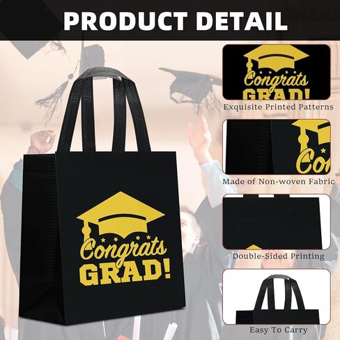 KERINGO 30 PCS Large Graduation Gift Bags Bulk with Handles Reusable Non Woven Congrats Grad Tote Bags Graduation Party Favors for Grad College Nursing High School in Saudi Arabia