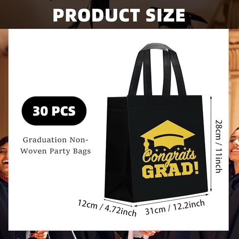 KERINGO 30 PCS Large Graduation Gift Bags Bulk with Handles Reusable Non Woven Congrats Grad Tote Bags Graduation Party Favors for Grad College Nursing High School in Saudi Arabia