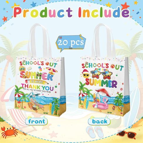20Pcs End of Year Gifts Bags with Handles Bulk Last Day of School Goodies Bags for Summer School's Out Classroom Favors Student Gifts in Saudi Arabia