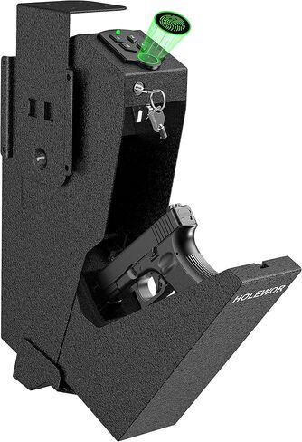 HOLEWOR Gun Safe, Biometric Pistol Safe Fingerprint Quick Access Drop Down Handgun Safe Single Mount Pistol Case for Desk Bedside Nightstand in Saudi Arabia