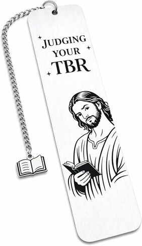 Judging Your TBR Funny Christian Bookmark Gift for Women Men Book Lovers, Silver Metal Book Marker with Charm, Reader Present for Sister Coworker Birthday Christmas in Saudi Arabia